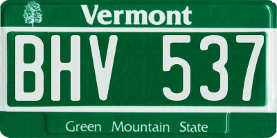 VT license plate BHV537