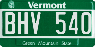 VT license plate BHV540