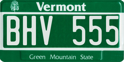 VT license plate BHV555