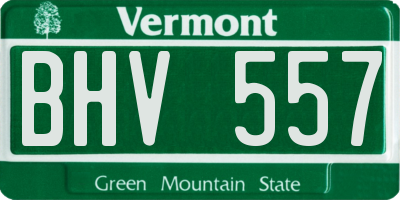 VT license plate BHV557