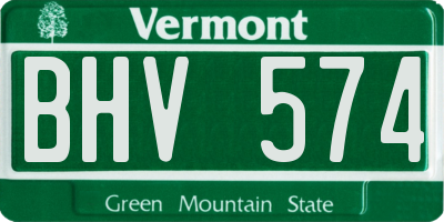 VT license plate BHV574