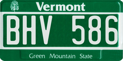 VT license plate BHV586