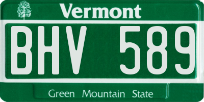 VT license plate BHV589