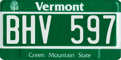 VT license plate BHV597