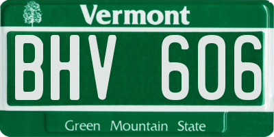 VT license plate BHV606