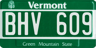 VT license plate BHV609