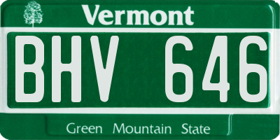 VT license plate BHV646