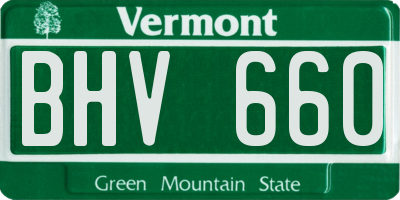 VT license plate BHV660