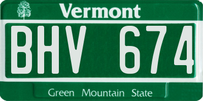 VT license plate BHV674