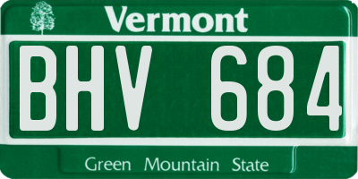 VT license plate BHV684