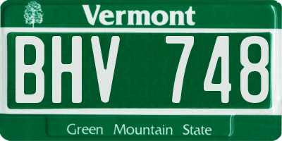 VT license plate BHV748