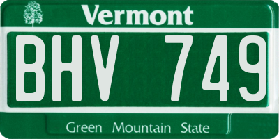 VT license plate BHV749