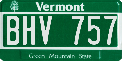 VT license plate BHV757