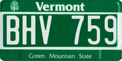 VT license plate BHV759