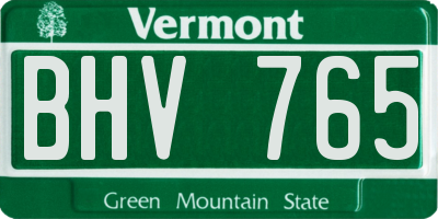 VT license plate BHV765