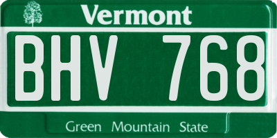 VT license plate BHV768