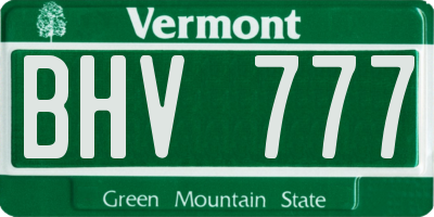 VT license plate BHV777