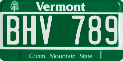 VT license plate BHV789