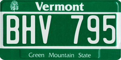 VT license plate BHV795