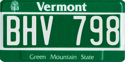 VT license plate BHV798