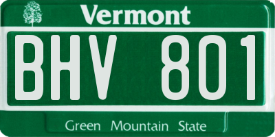 VT license plate BHV801