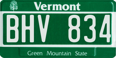 VT license plate BHV834