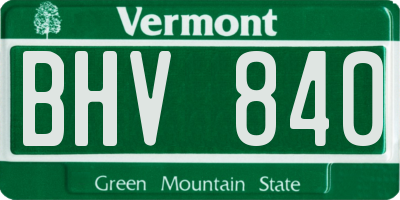 VT license plate BHV840