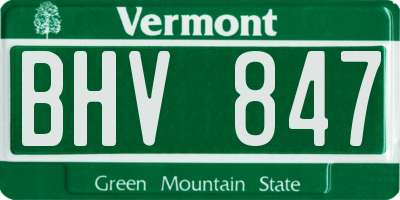 VT license plate BHV847