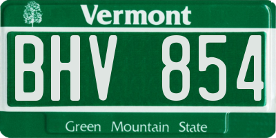 VT license plate BHV854