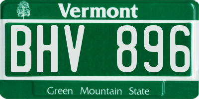 VT license plate BHV896