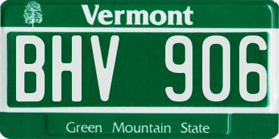 VT license plate BHV906