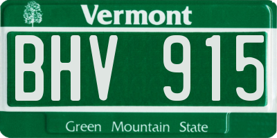 VT license plate BHV915