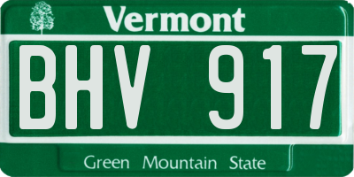 VT license plate BHV917