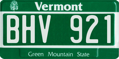 VT license plate BHV921