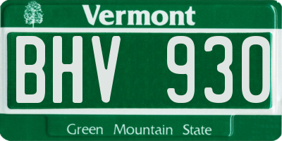 VT license plate BHV930