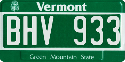 VT license plate BHV933