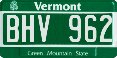 VT license plate BHV962