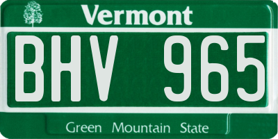 VT license plate BHV965
