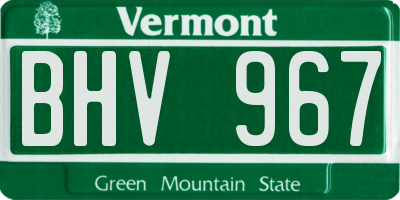 VT license plate BHV967