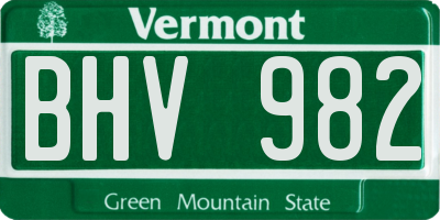 VT license plate BHV982