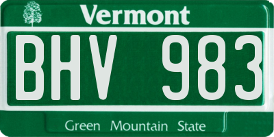 VT license plate BHV983
