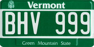 VT license plate BHV999