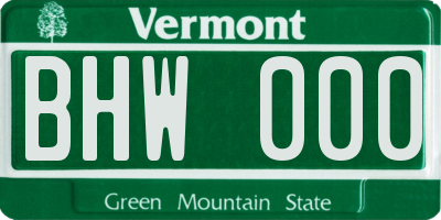 VT license plate BHW000