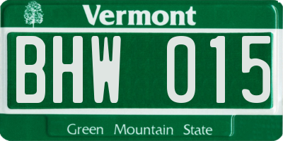 VT license plate BHW015