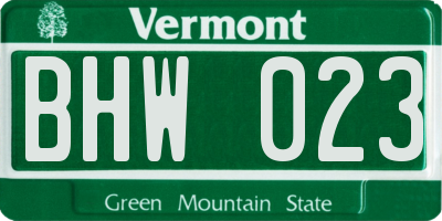 VT license plate BHW023