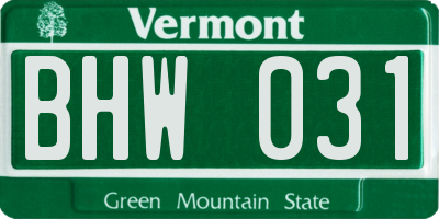 VT license plate BHW031
