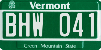 VT license plate BHW041