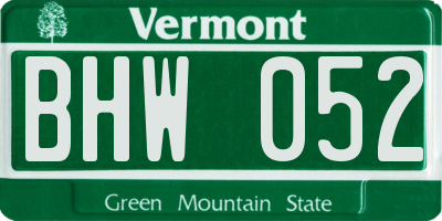 VT license plate BHW052