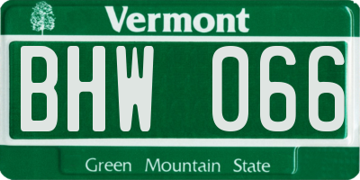 VT license plate BHW066