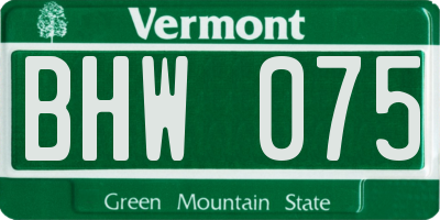 VT license plate BHW075